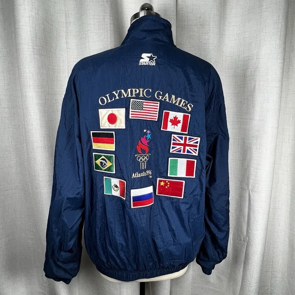 Vintage‎ 1996 Starter Men's XL Olympic Atlanta Summer Games Jacket Flag Patches